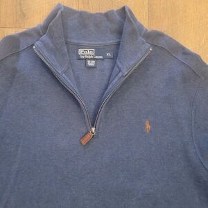 Polo Ralph Lauren Quarter 1/4 Zip Pullover Sweater Size XL Blue